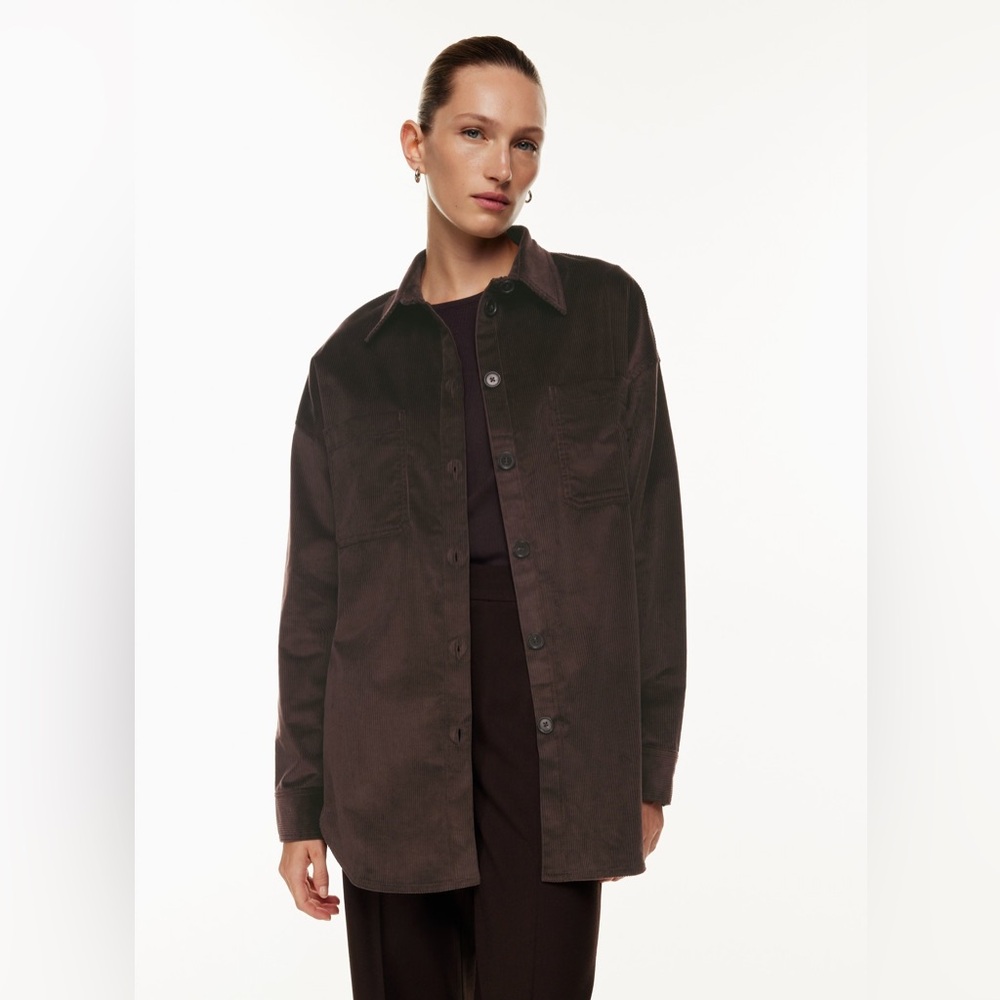 Babaton aritzia graydon corduroy button up shirt